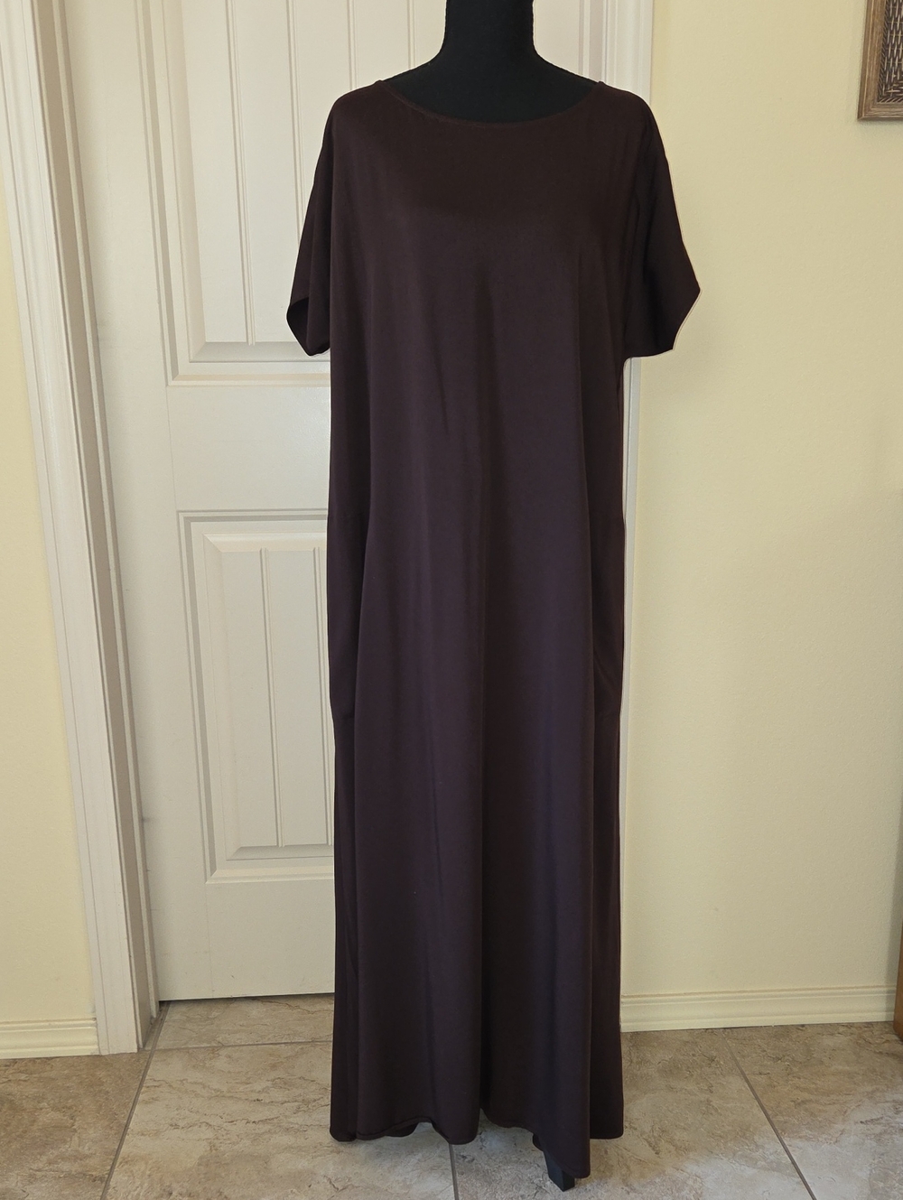 Pure J. Jill EcoVero™ Lagenlook Satin Maxi Dress, Brown, Size L